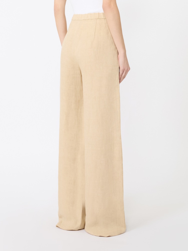 亚麻直筒休闲长裤 - 米色 - Marina Rinaldi - 3
