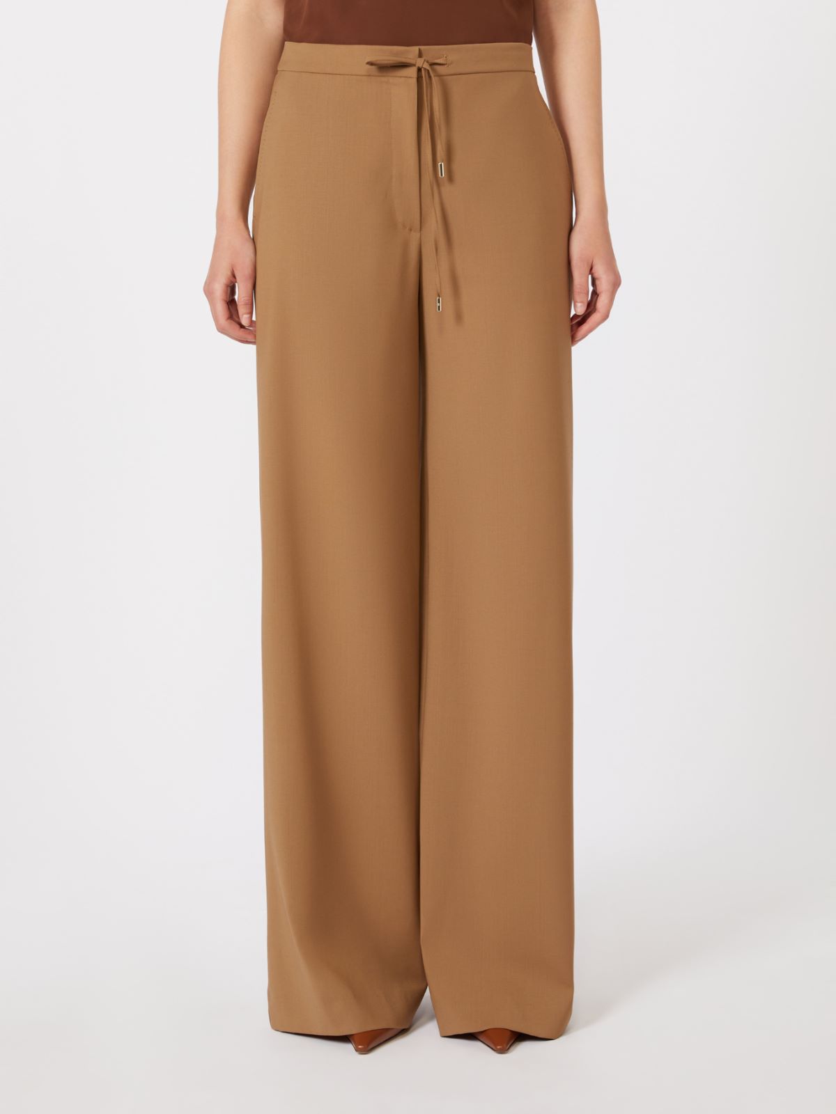 绵羊毛宽松长裤 - 驼色 - Marina Rinaldi - 2