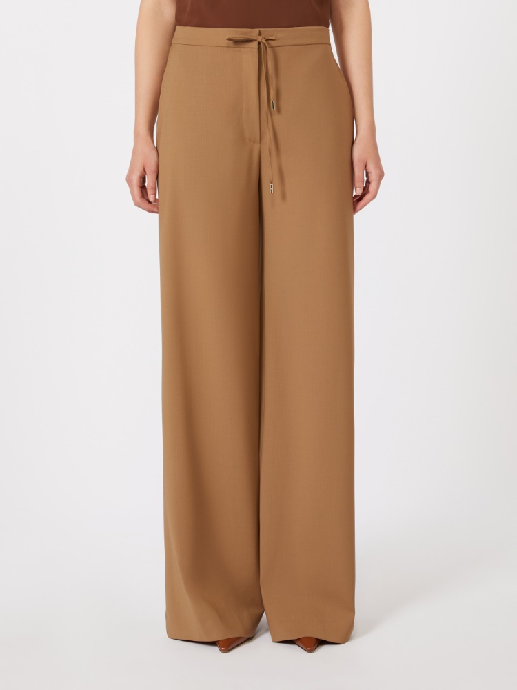 绵羊毛宽松长裤 - 驼色 - Marina Rinaldi - 2