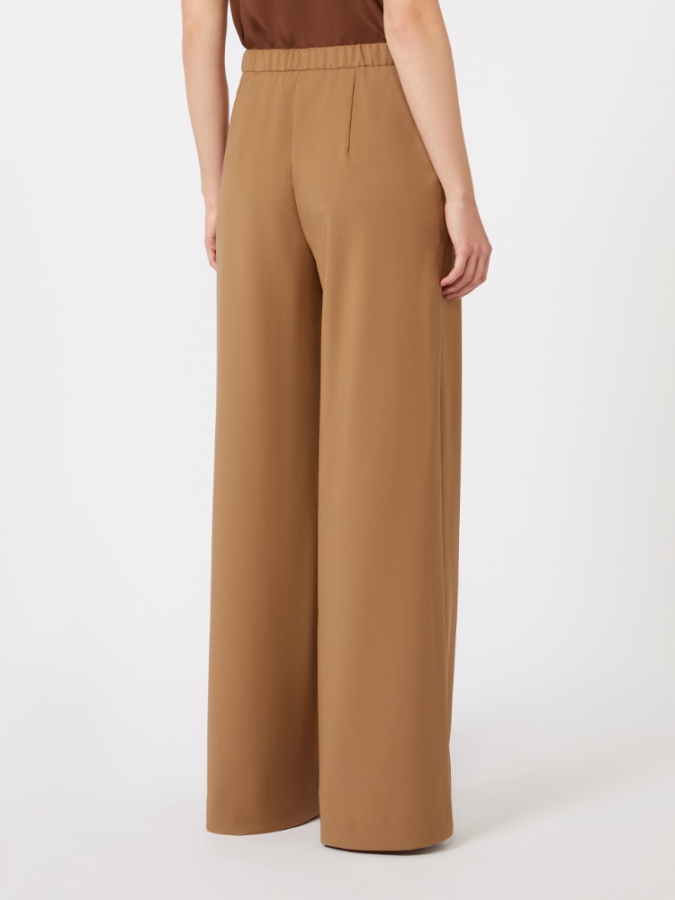 绵羊毛宽松长裤 - 驼色 - Marina Rinaldi - 3