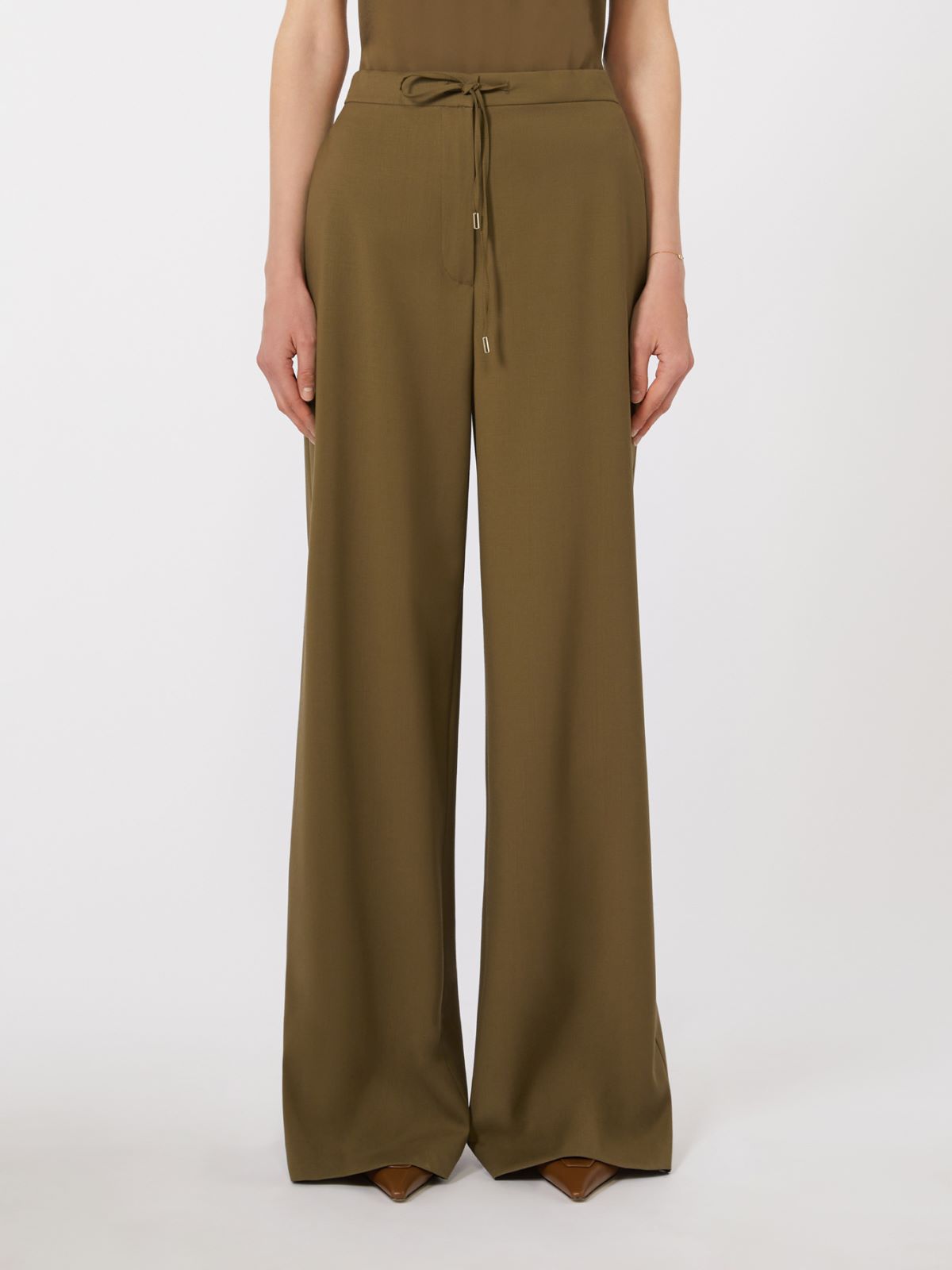 绵羊毛宽松长裤 - 绿色 - Marina Rinaldi - 2