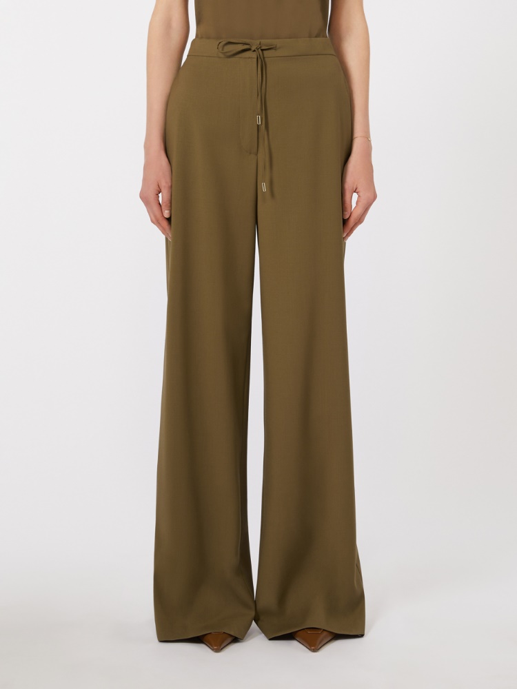 绵羊毛宽松长裤 - 绿色 - Marina Rinaldi - 2