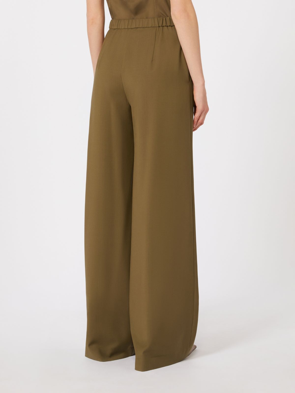 绵羊毛宽松长裤 - 绿色 - Marina Rinaldi - 3