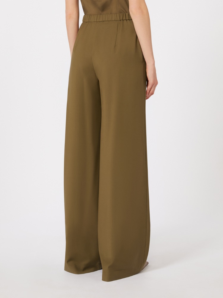 绵羊毛宽松长裤 - 绿色 - Marina Rinaldi - 3