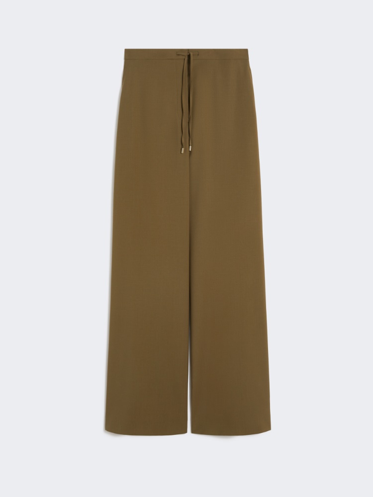 绵羊毛宽松长裤 - 绿色 - Marina Rinaldi