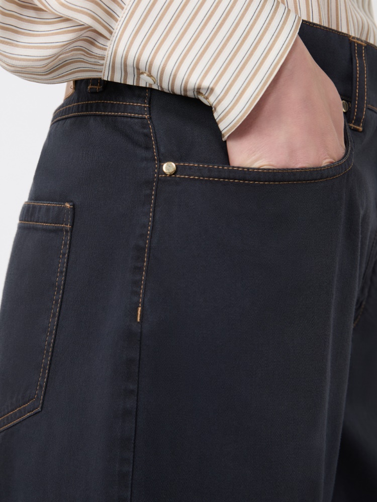 棉质宽松长裤 - 蓝色 - Marina Rinaldi - 4