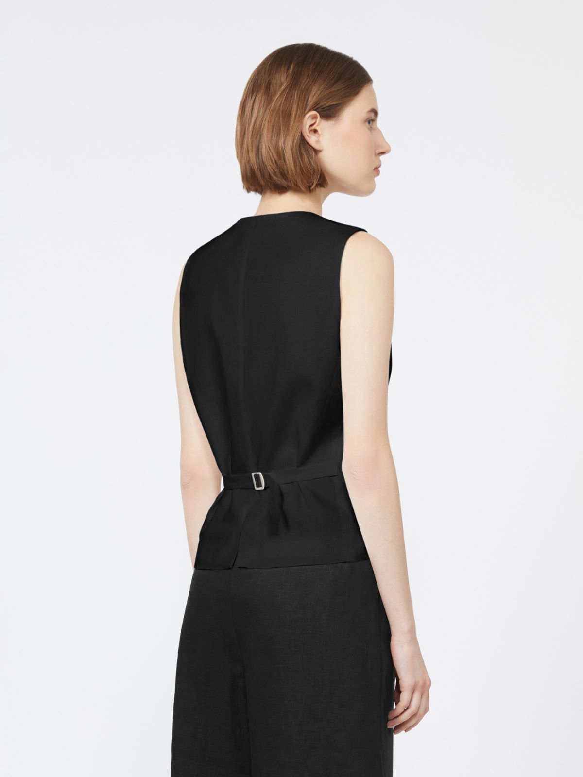 Linen canvas gilet - 黑色 - Marina Rinaldi - 3
