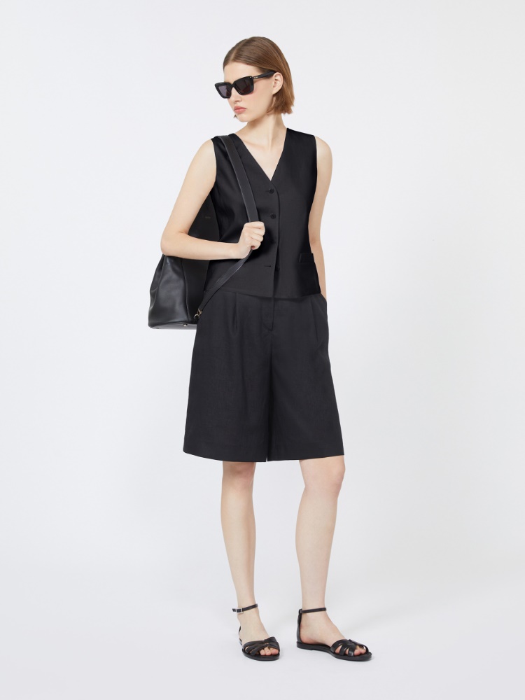 Linen canvas gilet - 黑色 - Marina Rinaldi