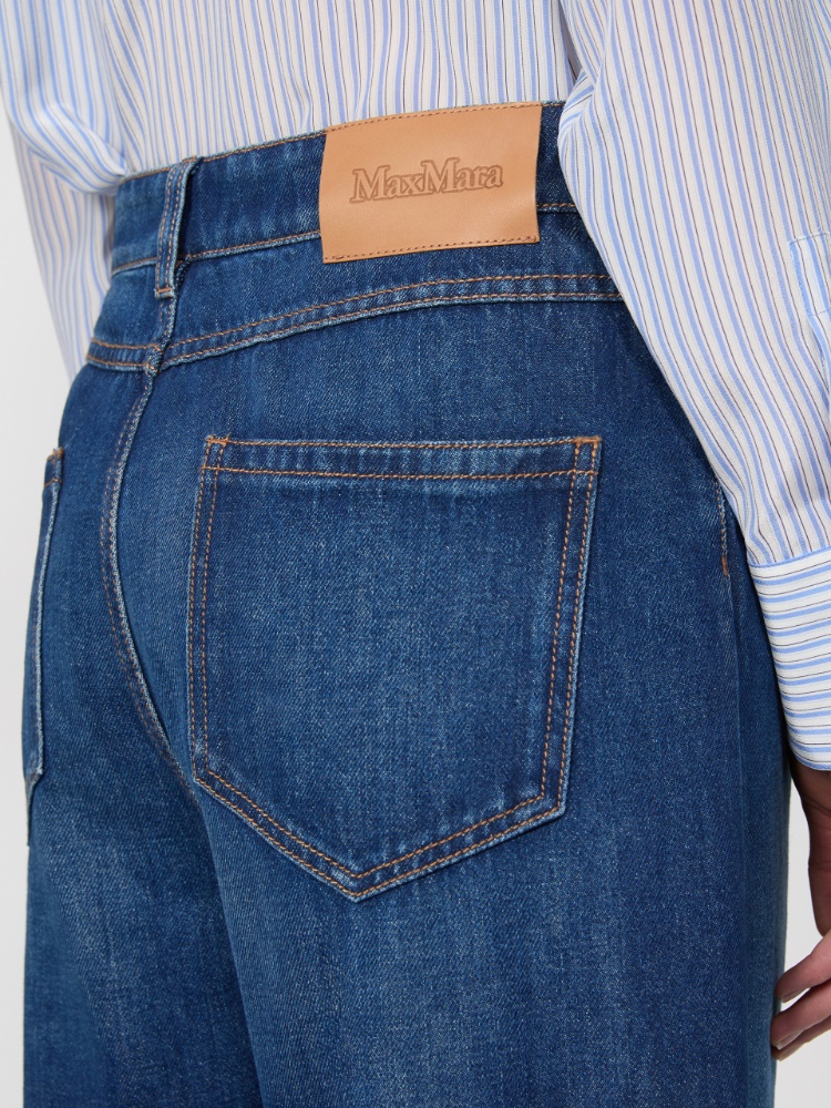 棉质宽松阔腿牛仔裤 - 蓝色 - Marina Rinaldi - 5