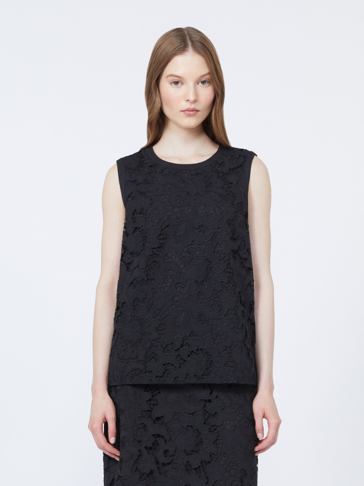 Broderie anglaise top - 黑色 - Marina Rinaldi - 2