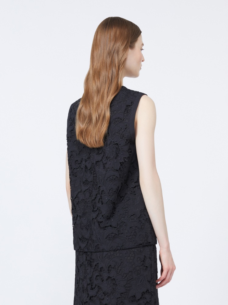 Broderie anglaise top - 黑色 - Marina Rinaldi - 3