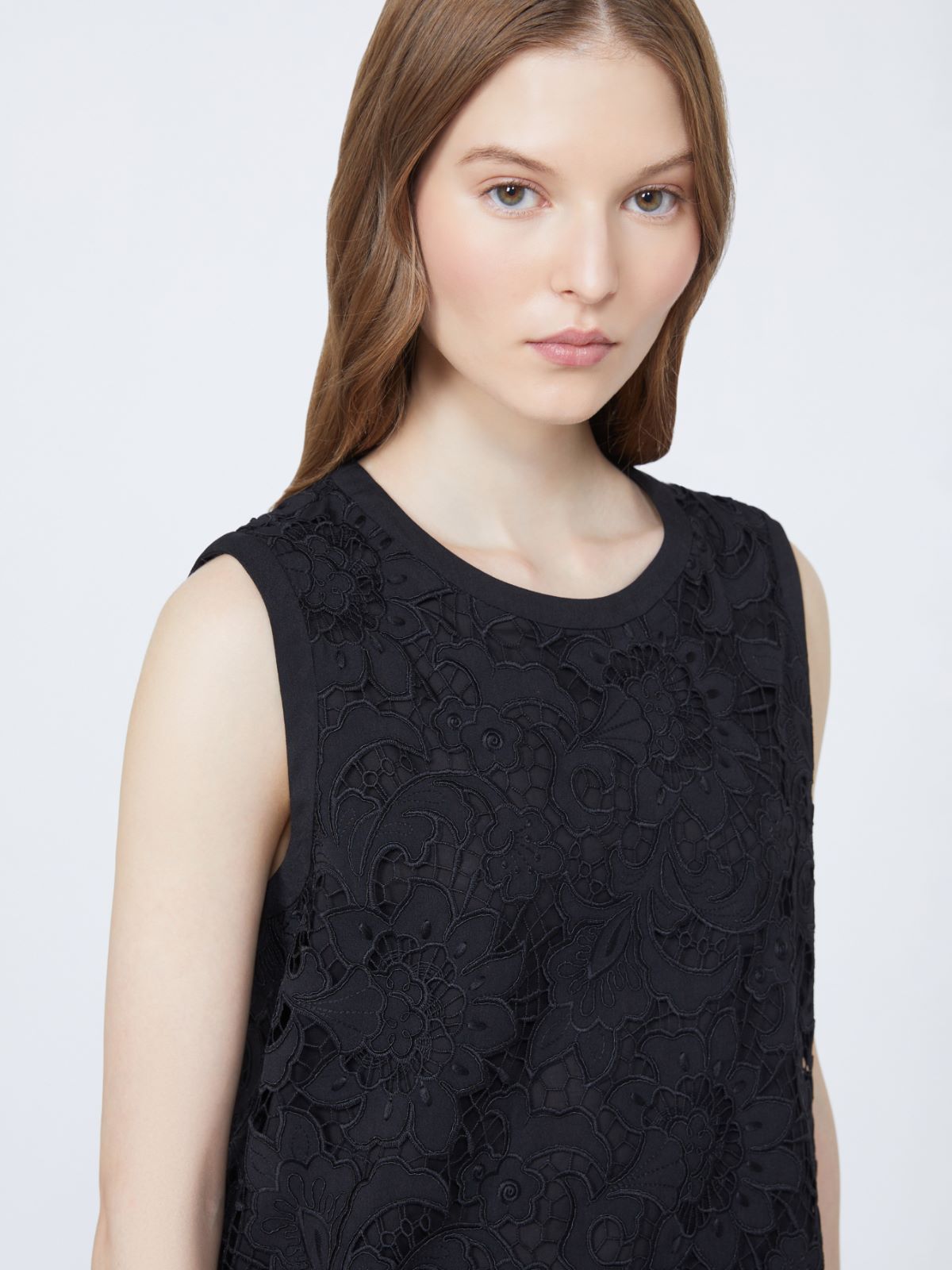 Broderie anglaise top - 黑色 - Marina Rinaldi - 4