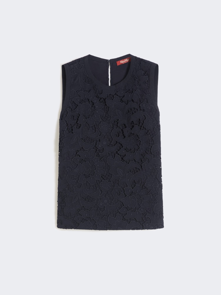 Broderie anglaise top - 黑色 - Marina Rinaldi