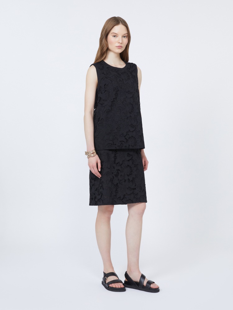 Broderie anglaise top - 黑色 - Marina Rinaldi