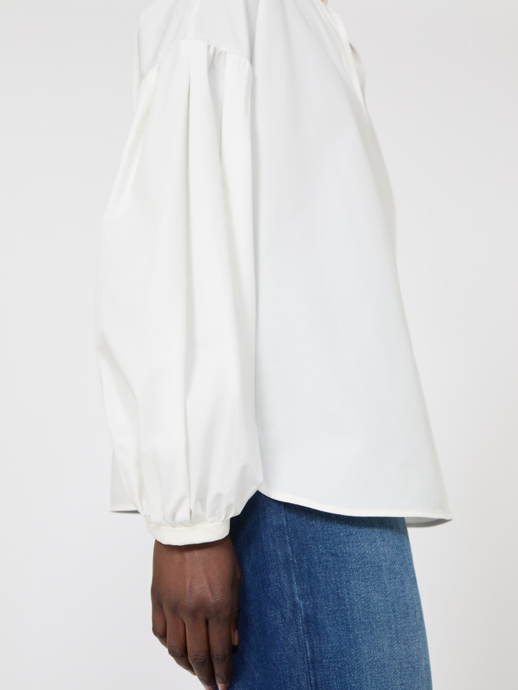 棉质箱型宽松衬衫 - 白色 - Marina Rinaldi - 5