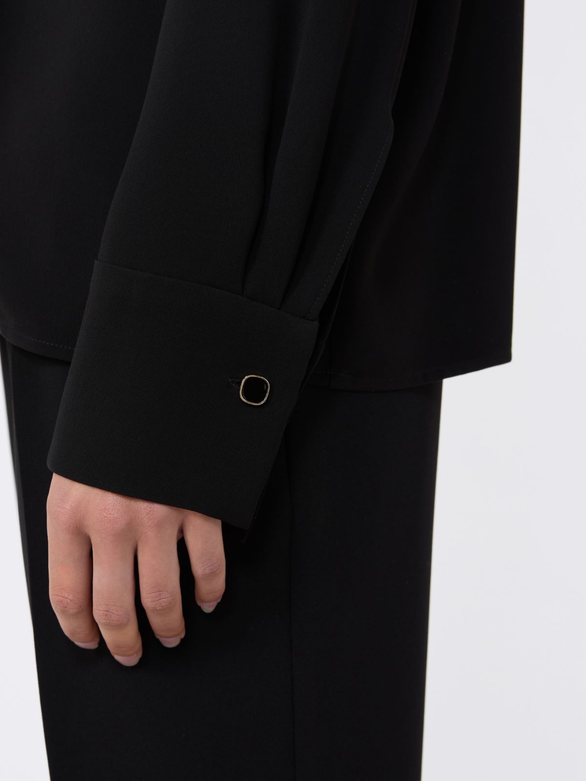 卡迪轻薄衬衫 - 黑色 - Marina Rinaldi - 5