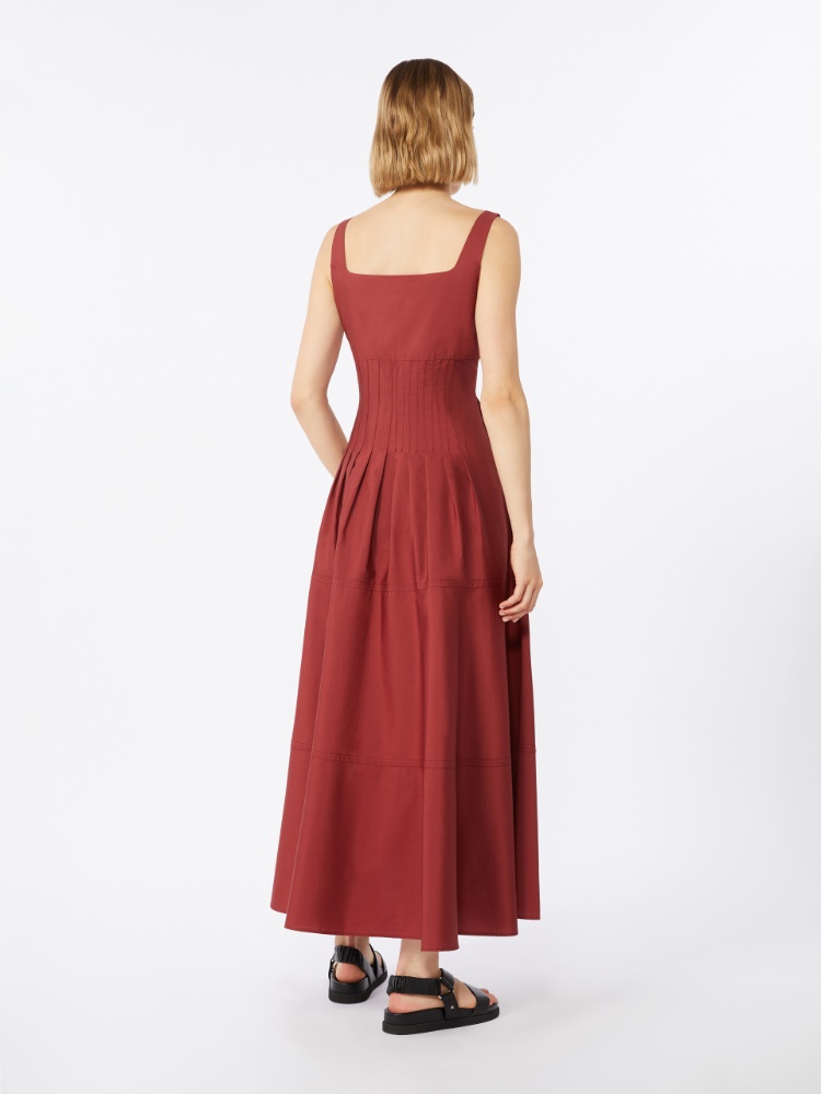 棉质收腰无袖长款连衣裙 - 紅色 - Marina Rinaldi - 3