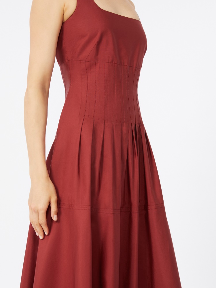 棉质收腰无袖长款连衣裙 - 紅色 - Marina Rinaldi - 4