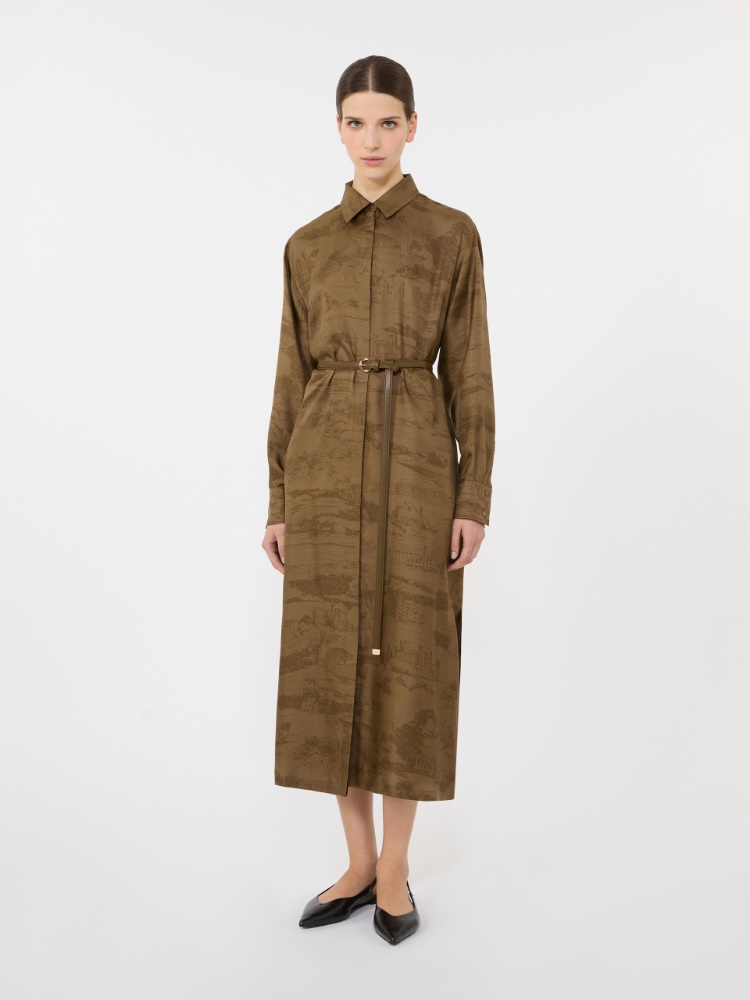 真丝印花连衣裙 - 绿色 - Marina Rinaldi - 2