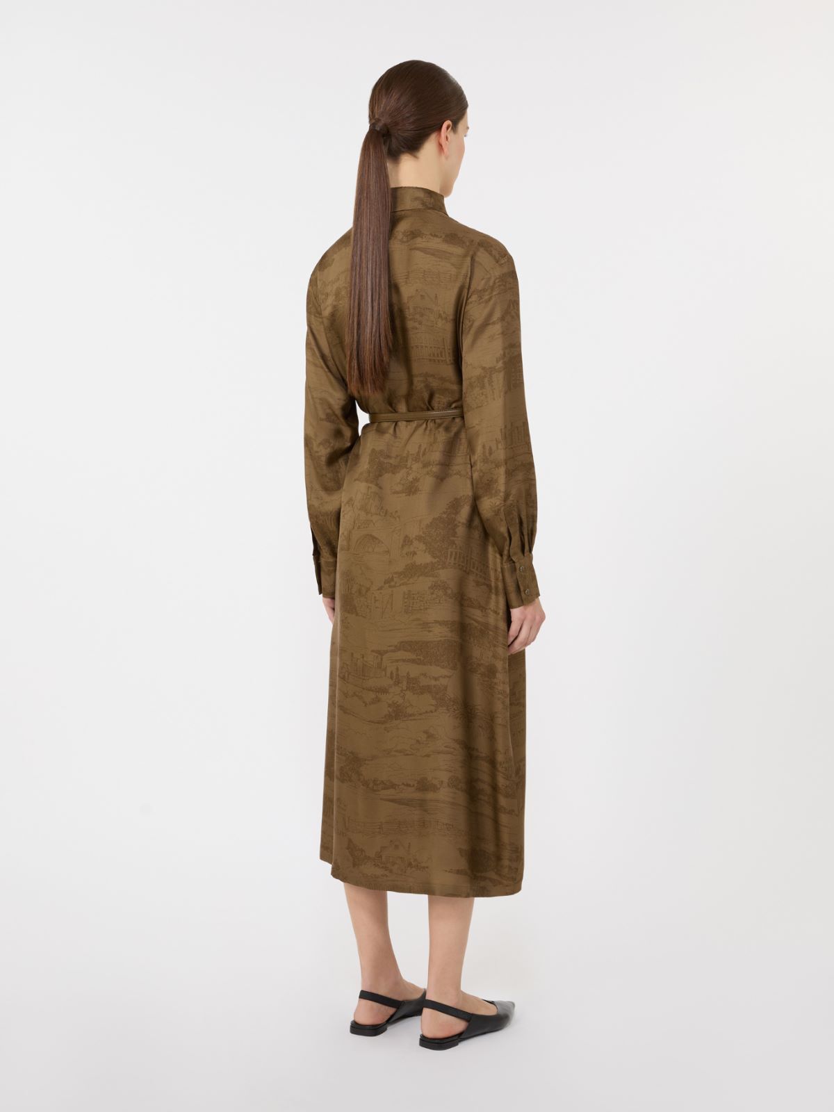 真丝印花连衣裙 - 绿色 - Marina Rinaldi - 3