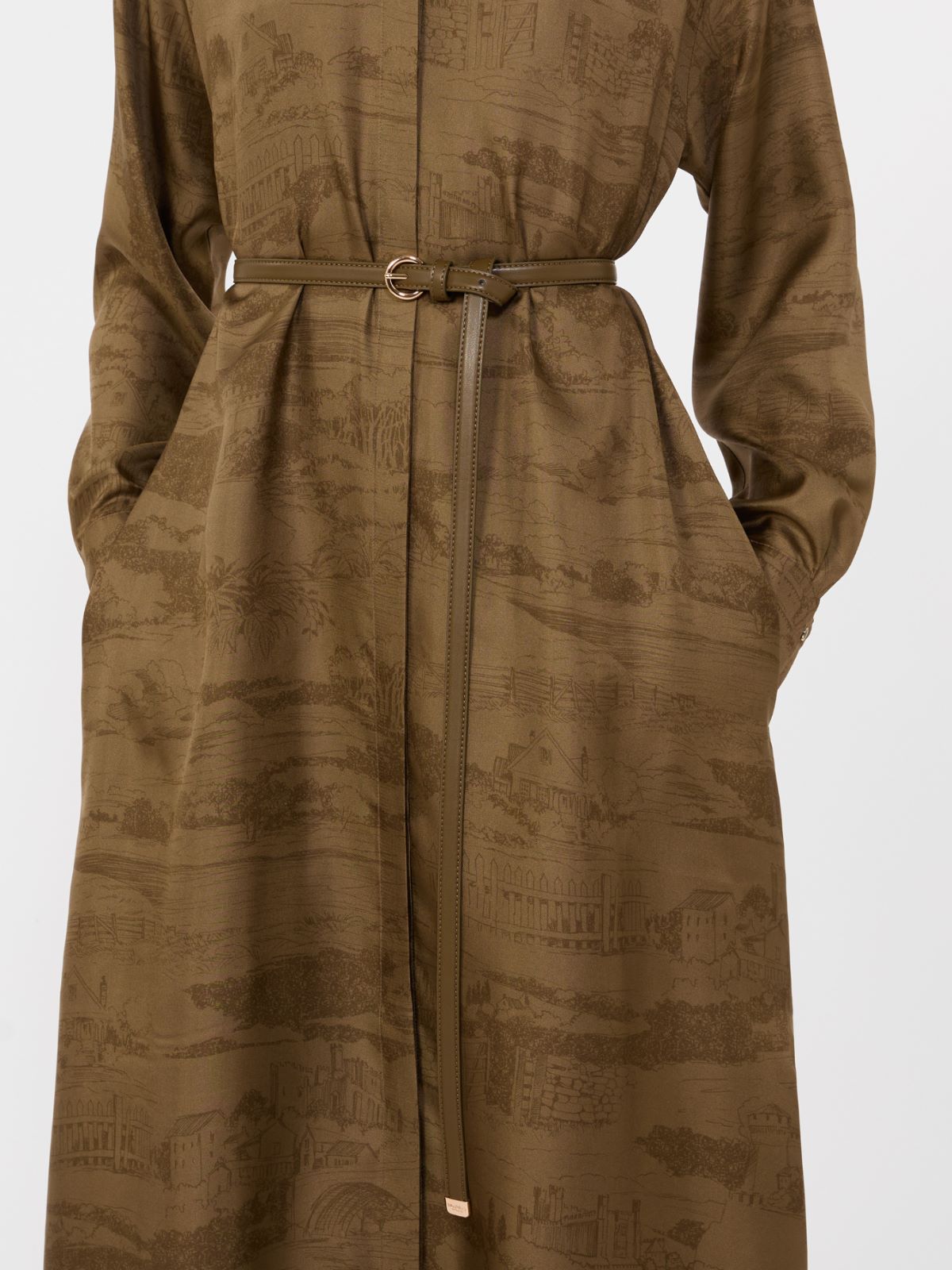 真丝印花连衣裙 - 绿色 - Marina Rinaldi - 4