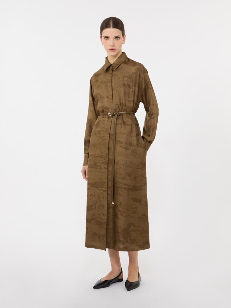 真丝印花连衣裙 - 绿色 - Marina Rinaldi