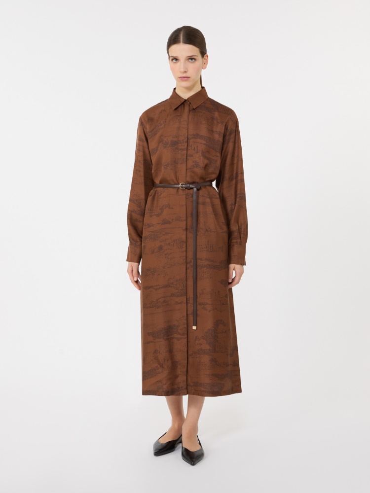 真丝印花连衣裙 - 褐色 - Marina Rinaldi - 2