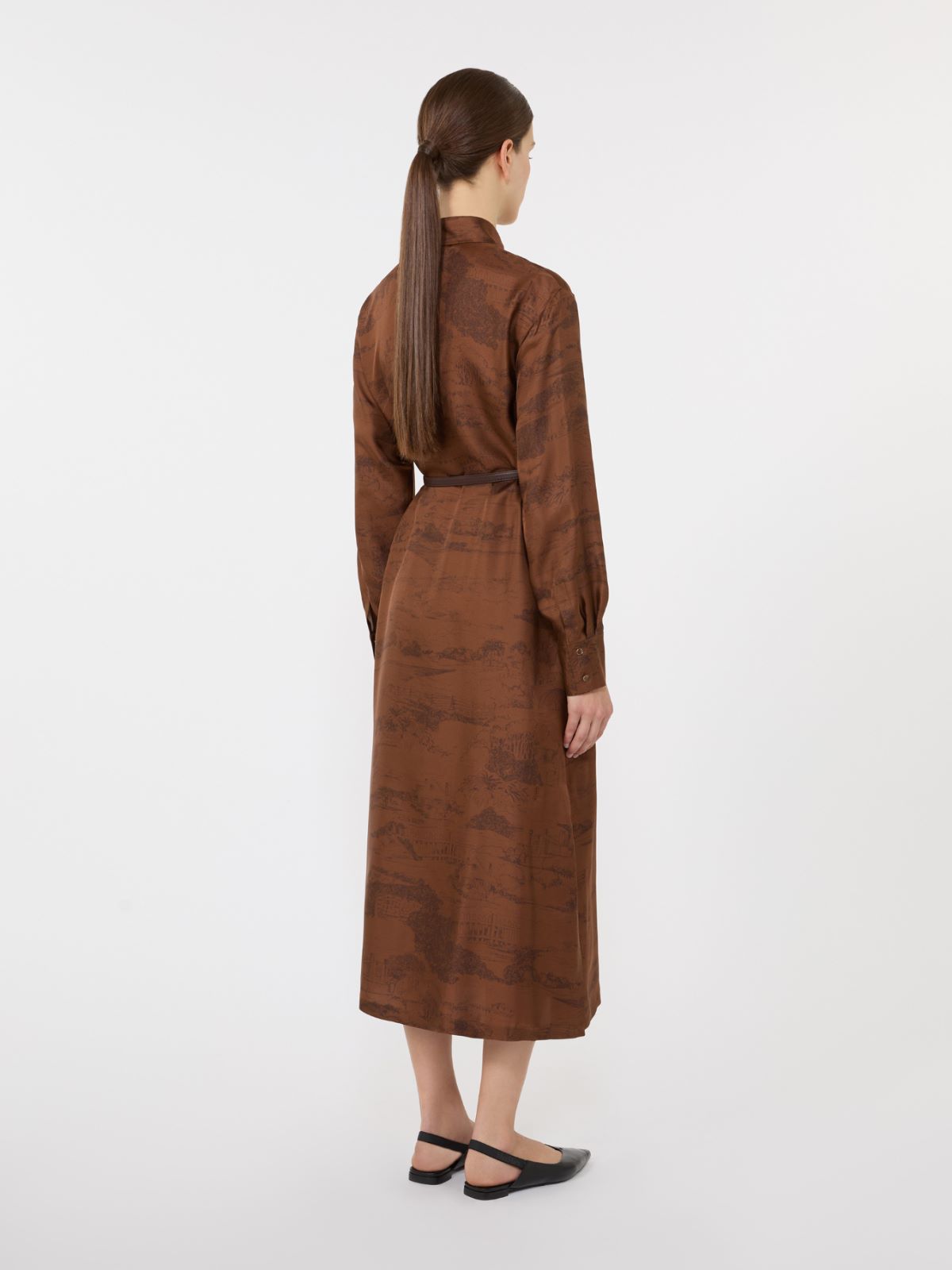 真丝印花连衣裙 - 褐色 - Marina Rinaldi - 3