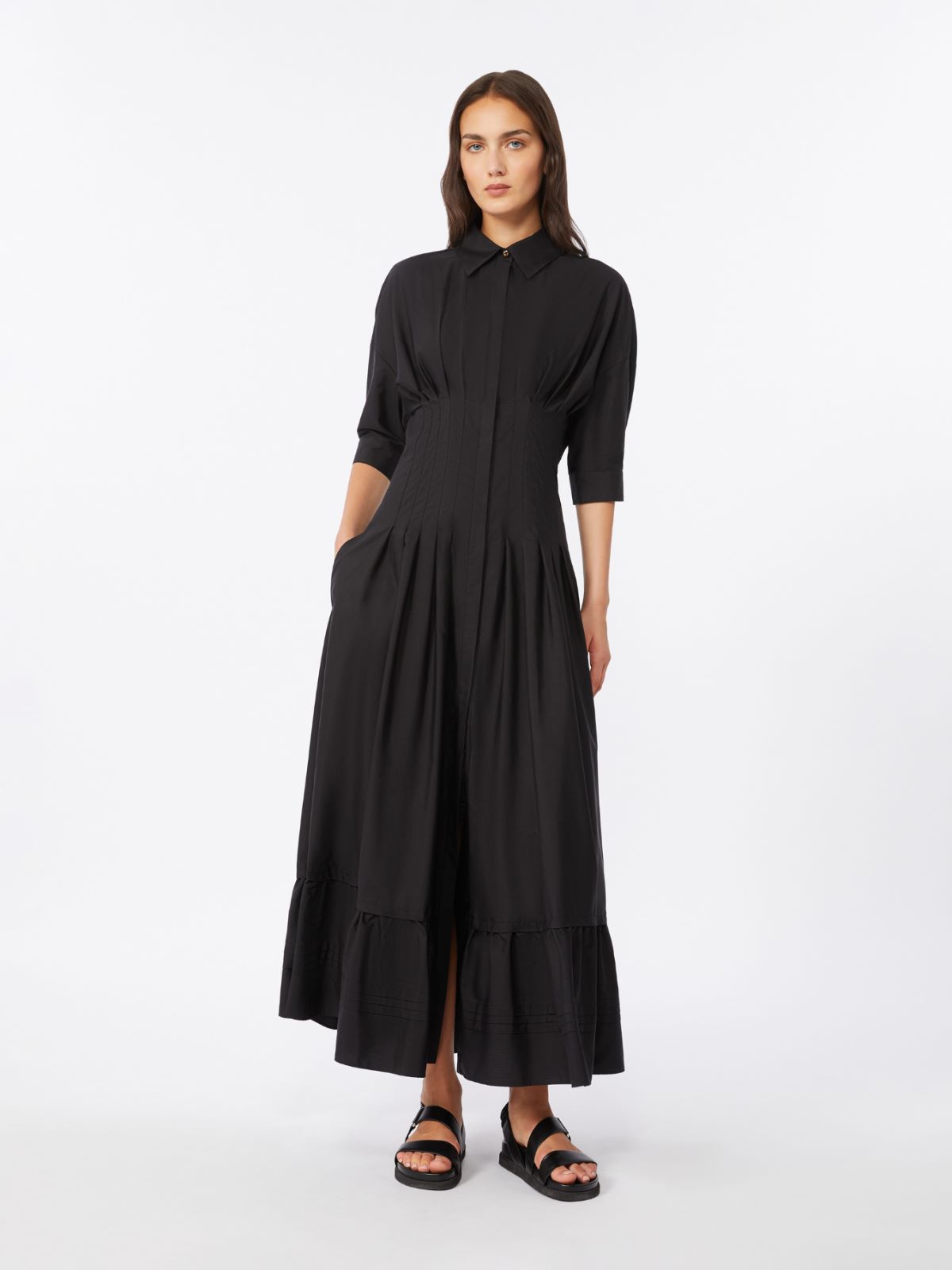 Cotton poplin dress - 黑色 - Marina Rinaldi - 2