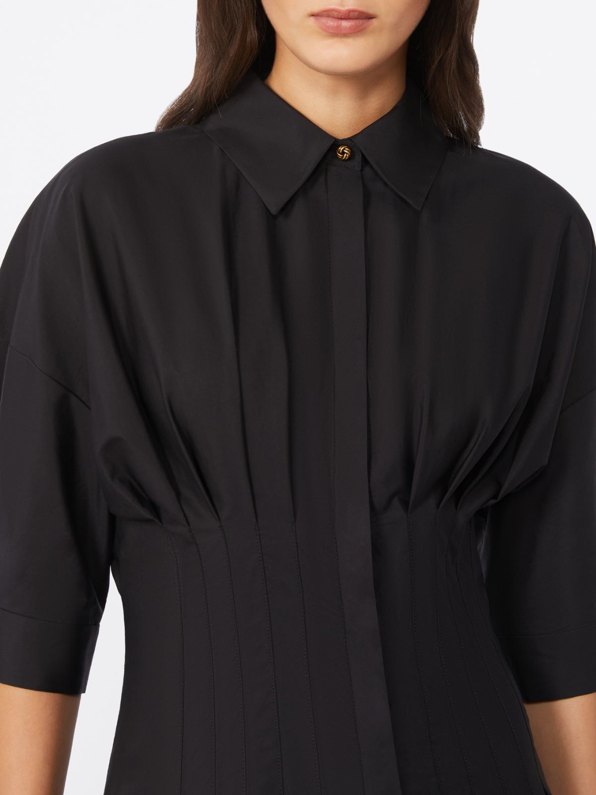 Cotton poplin dress - 黑色 - Marina Rinaldi - 4
