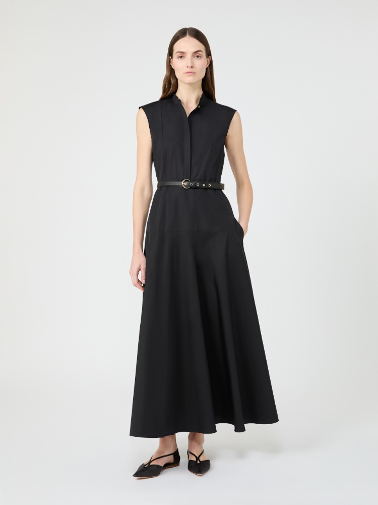 棉质无袖长款连衣裙 - 黑色 - Marina Rinaldi - 2