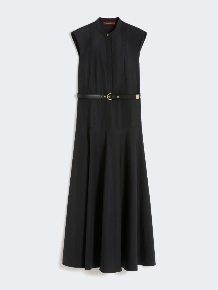 棉质无袖长款连衣裙 - 黑色 - Marina Rinaldi