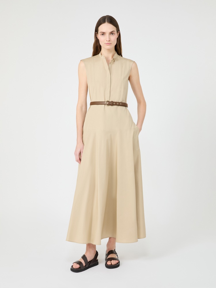棉质无袖长款连衣裙 - 米色 - Marina Rinaldi - 2