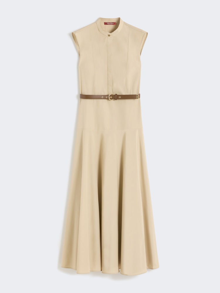 棉质无袖长款连衣裙 - 米色 - Marina Rinaldi