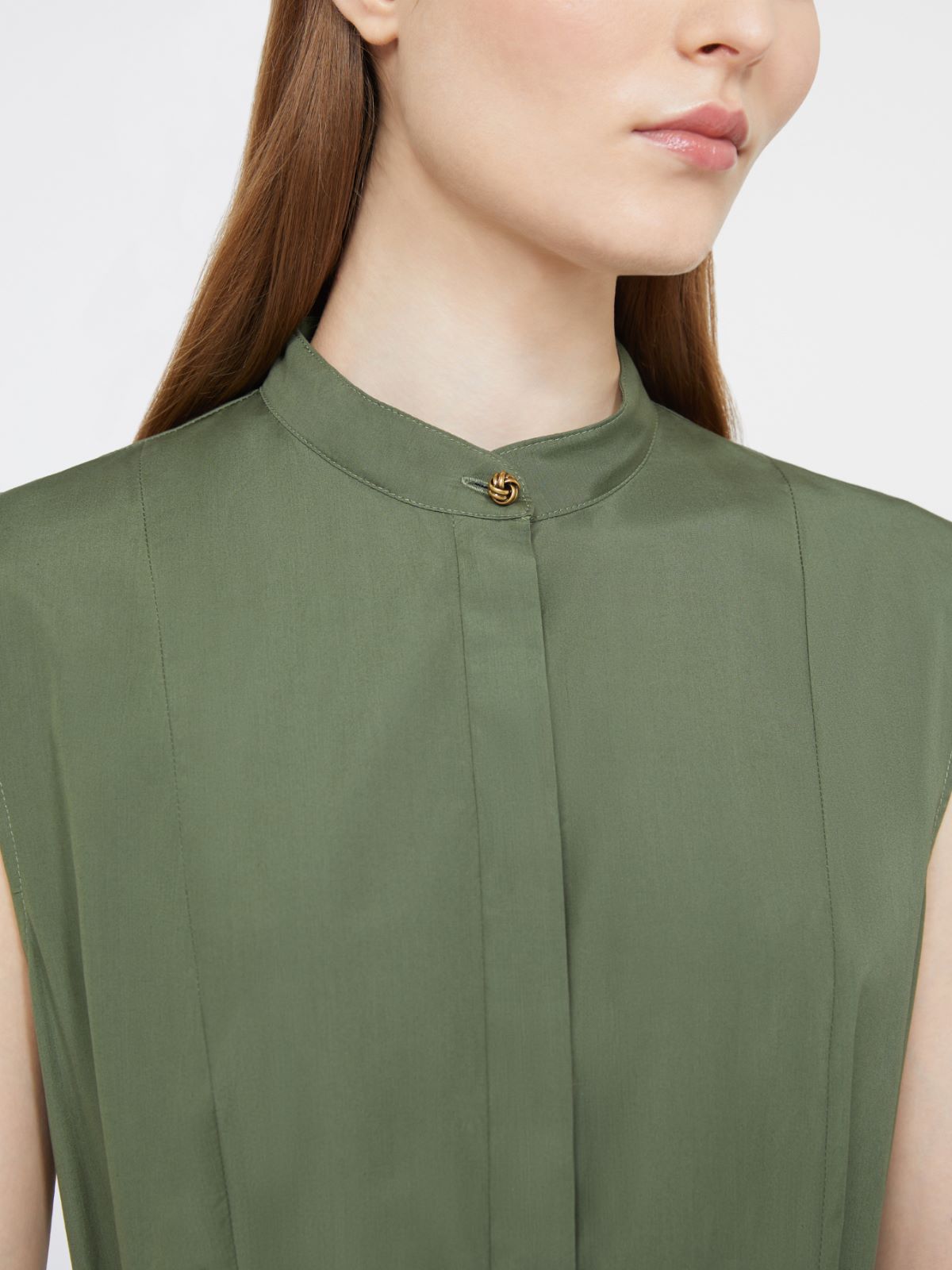 棉质无袖长款连衣裙 - 绿色 - Marina Rinaldi - 4