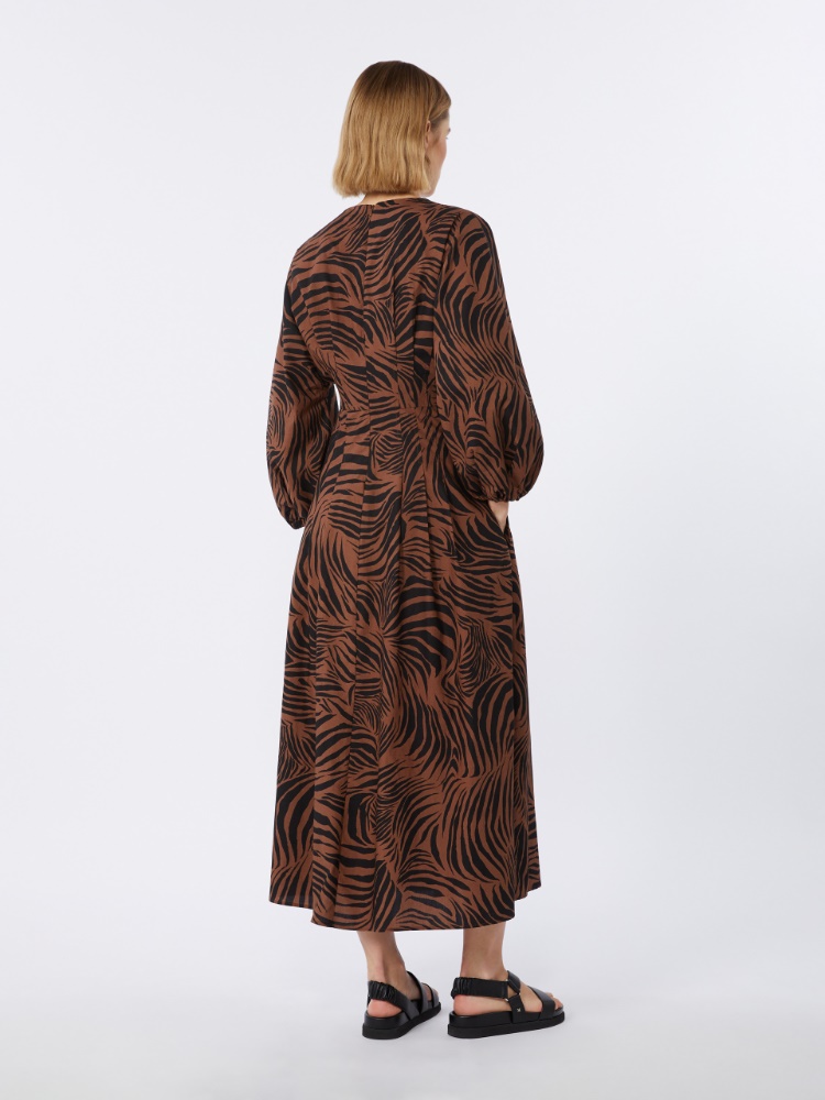 棉质印花连衣裙 - 褐色 - Marina Rinaldi - 3