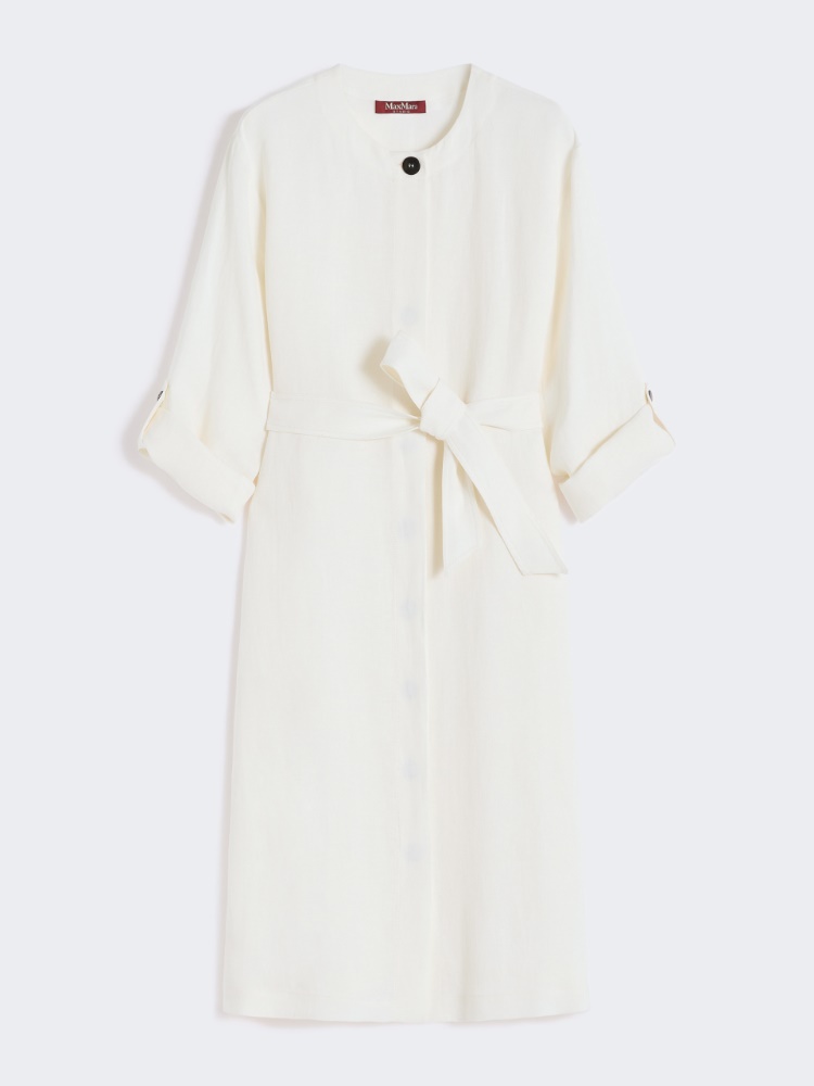 亚麻直筒长款连衣裙 - 米色 - Marina Rinaldi - 6