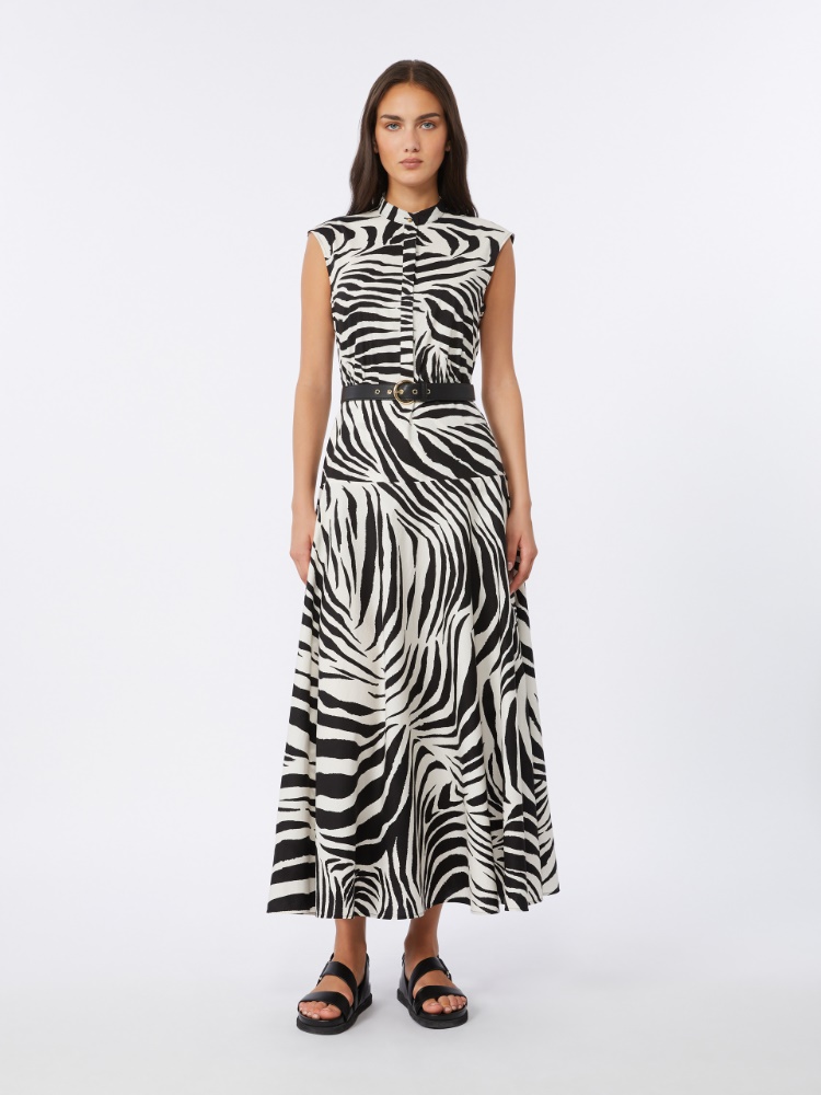 棉质印花连衣裙 - 黑色 - Marina Rinaldi - 2