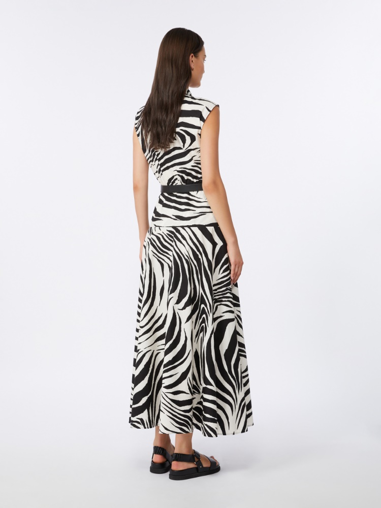 棉质印花连衣裙 - 黑色 - Marina Rinaldi - 3