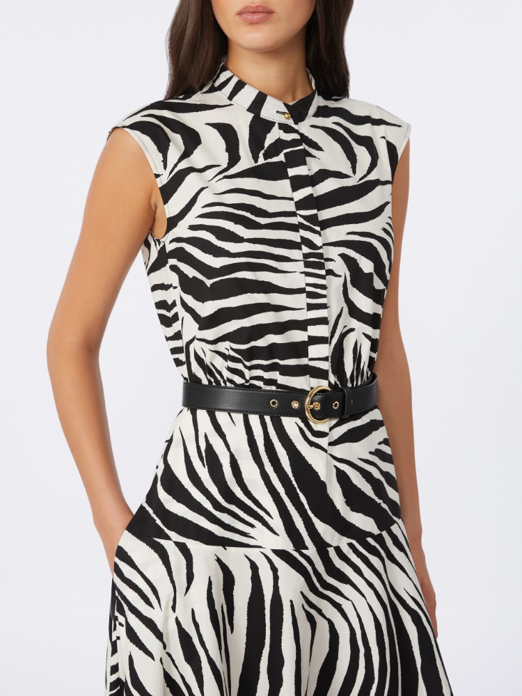 棉质印花连衣裙 - 黑色 - Marina Rinaldi - 4