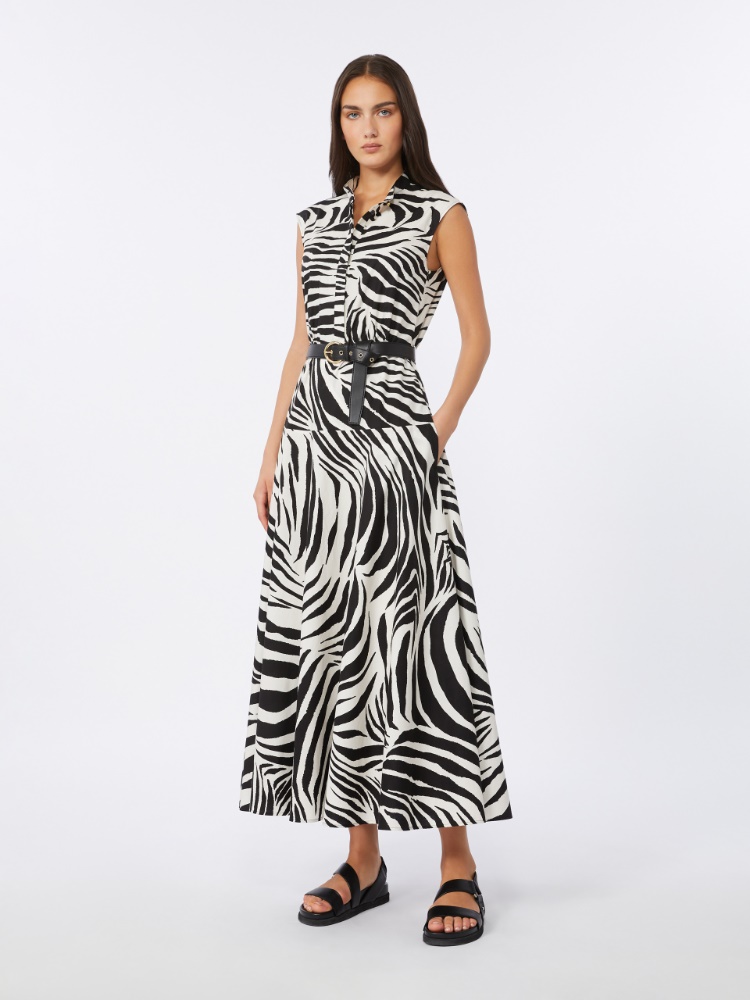 棉质印花连衣裙 - 黑色 - Marina Rinaldi - 2