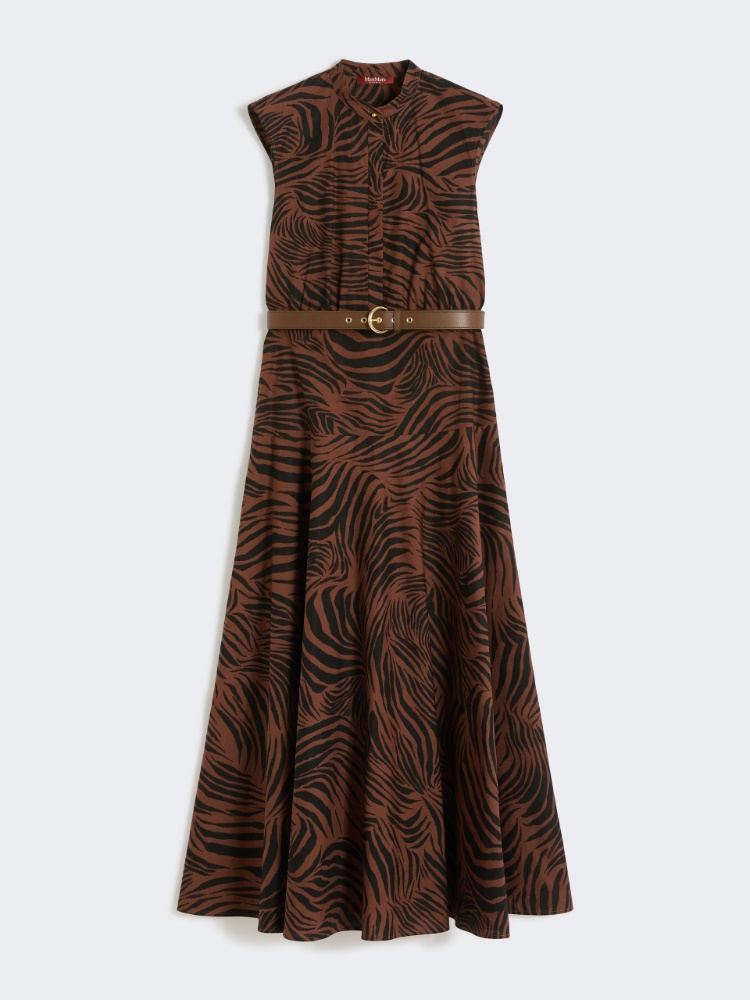 棉质印花连衣裙 - 褐色 - Marina Rinaldi