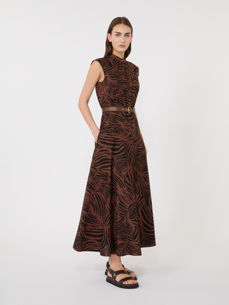 棉质印花连衣裙 - 褐色 - Marina Rinaldi