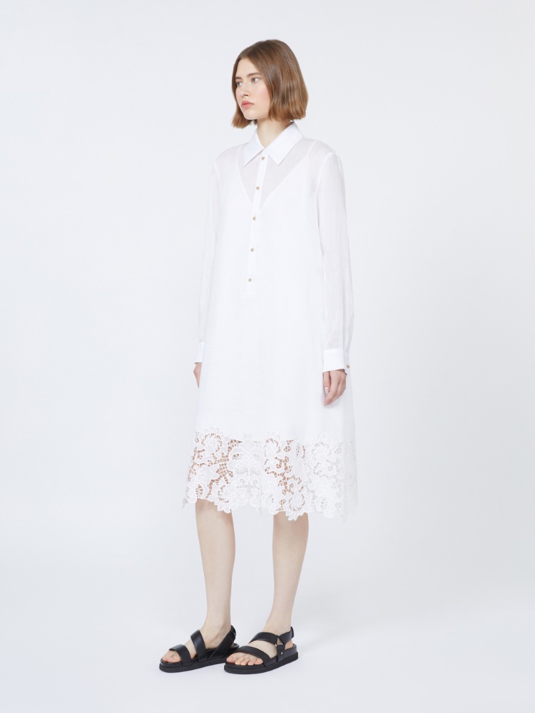苎麻衬衫式连衣裙 - 白色 - Marina Rinaldi - 2
