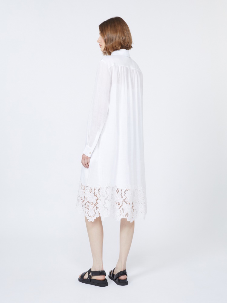 苎麻衬衫式连衣裙 - 白色 - Marina Rinaldi - 3