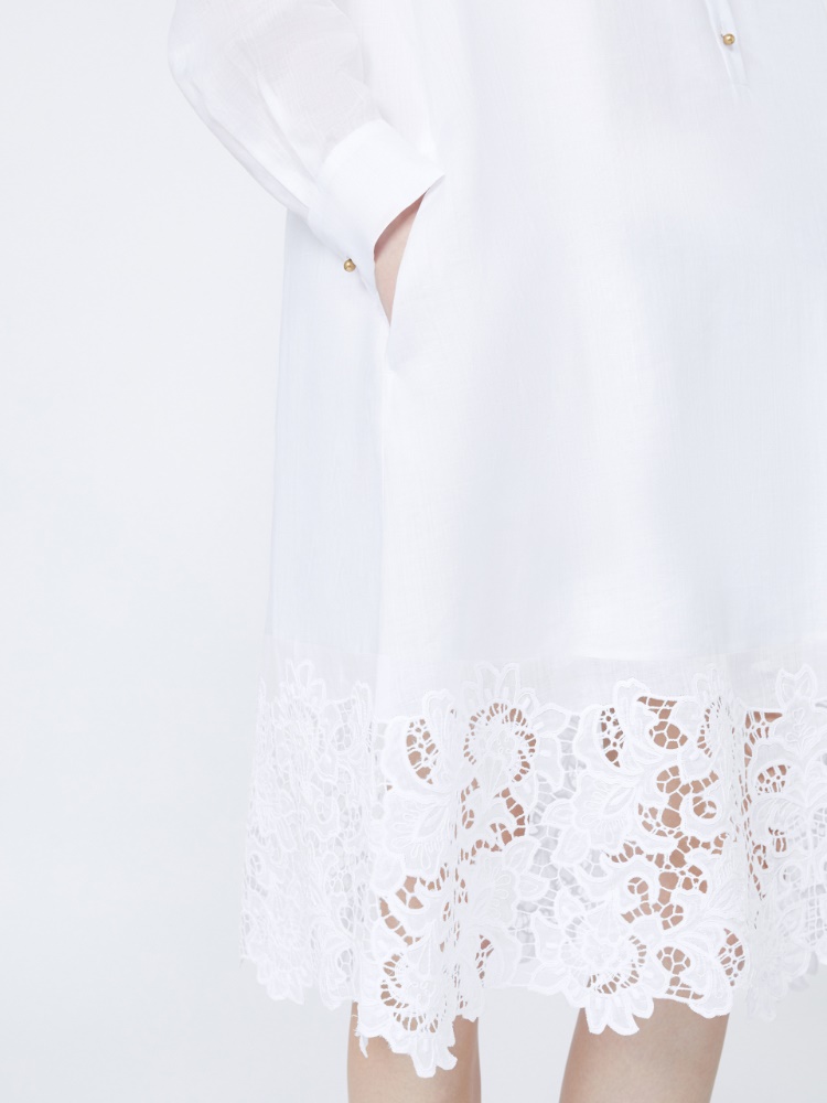 苎麻衬衫式连衣裙 - 白色 - Marina Rinaldi - 5