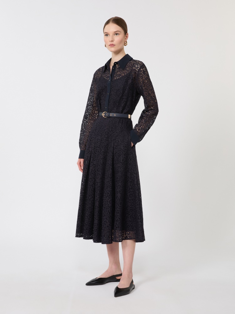 Lace shirt dress - 蓝色 - Marina Rinaldi - 2