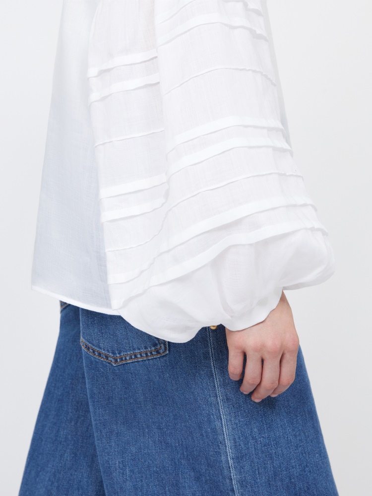 Ramie gauze blouse - 白色 - Marina Rinaldi - 4