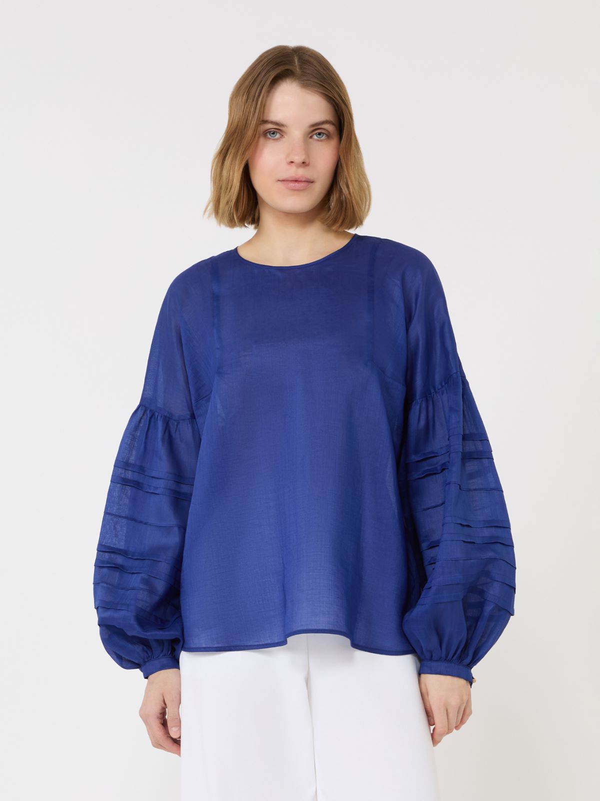 Ramie gauze blouse - 蓝色 - Marina Rinaldi - 2
