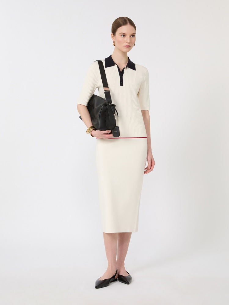 Stretch viscose pencil skirt - 白色 - Marina Rinaldi - 2